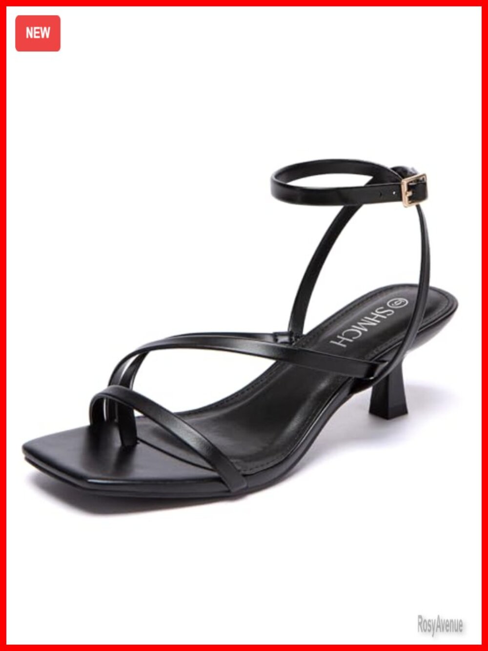 Kitten Heel Strappy Lace Up Sandals Square Toe Thong Ankle Strap